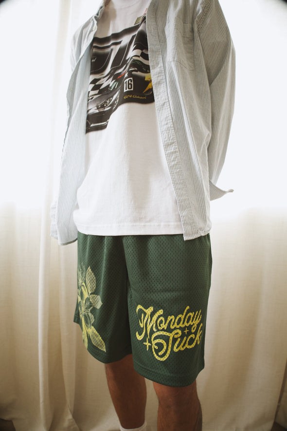 Floral Logo Mesh Shorts