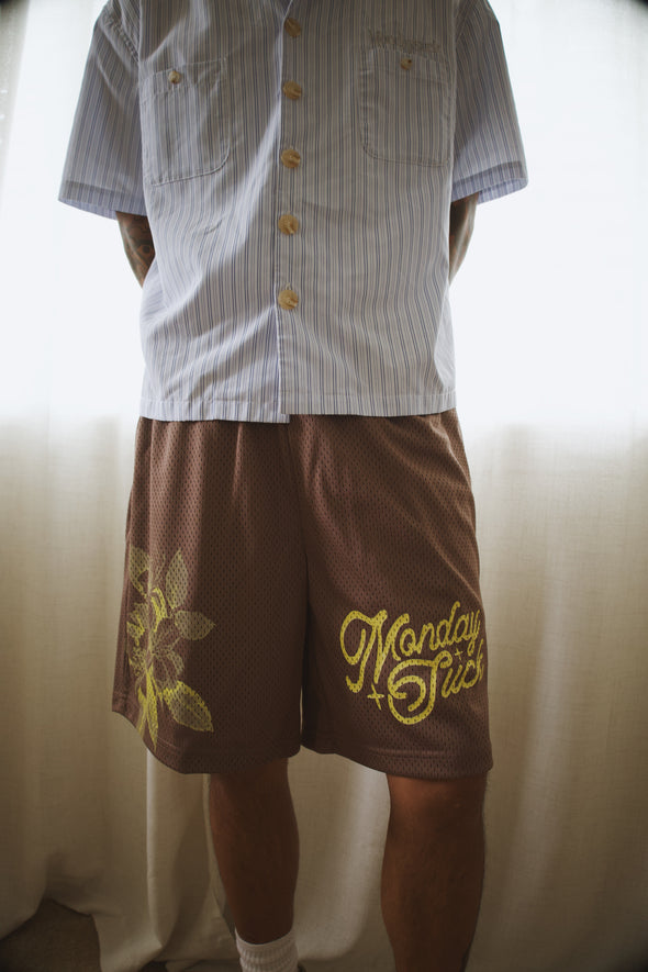 Floral Logo Mesh Shorts
