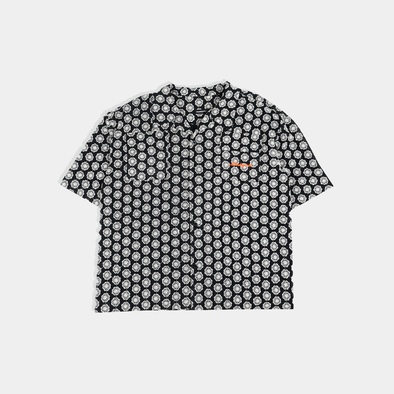 Embroidered Flower Camp Collar Shirt